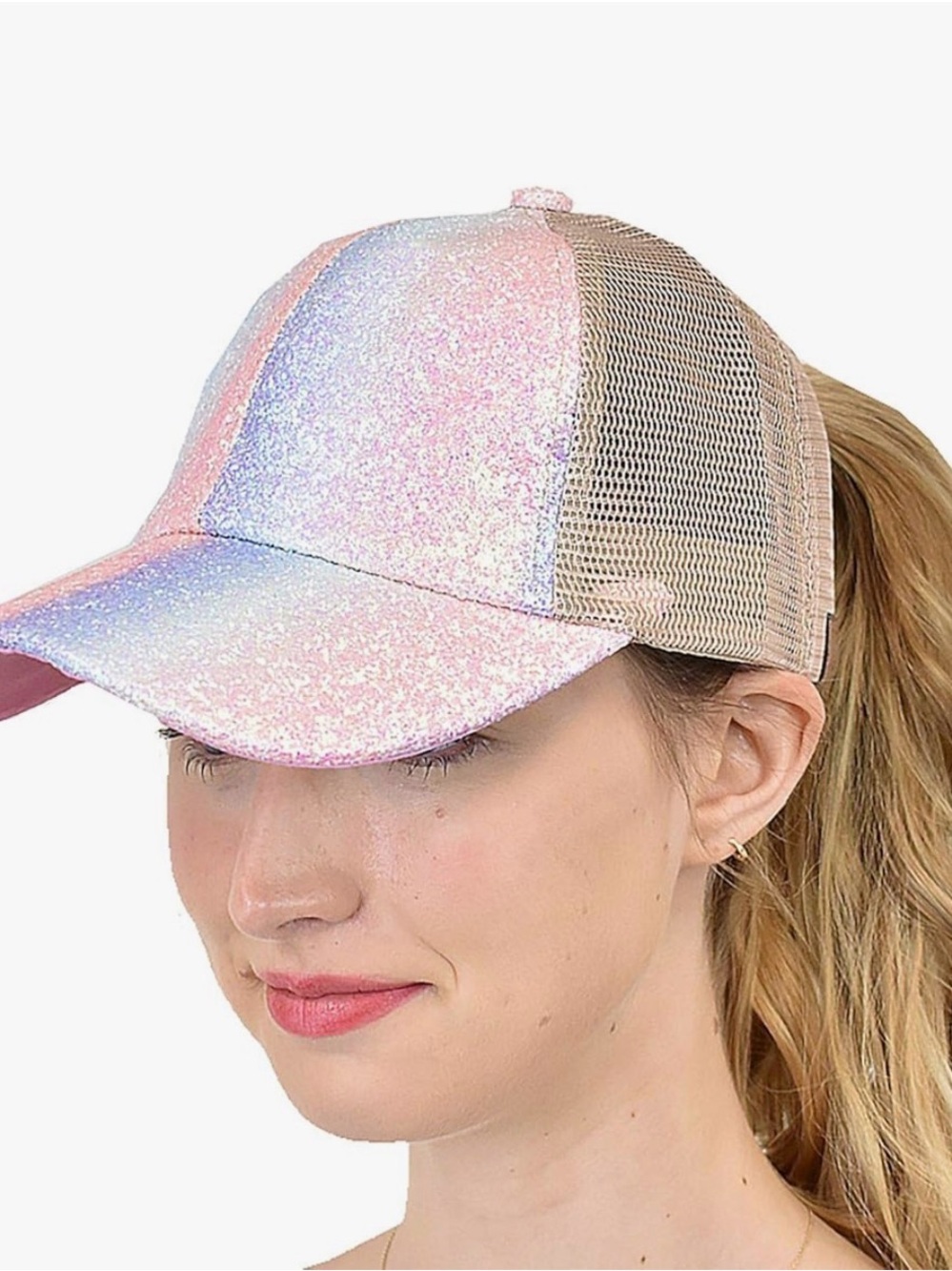 NWT C.C. Glitter Mesh Ponytail Baseball Cap